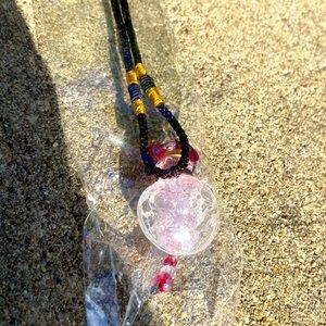 Light Pick Bottle Necklace with Heart Texture